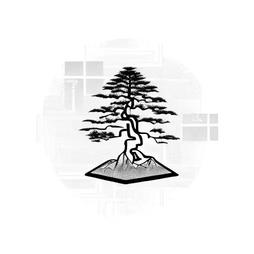 Black Bonsai Tree Made With Triangular Elements