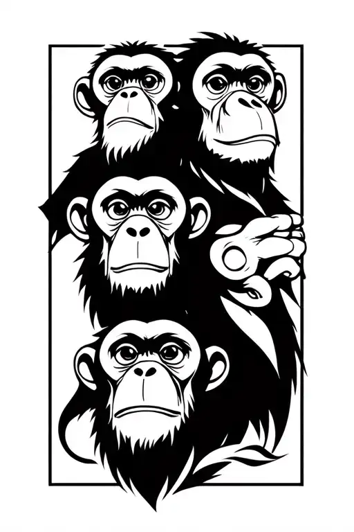 Three Monkeys Representing The Personalities