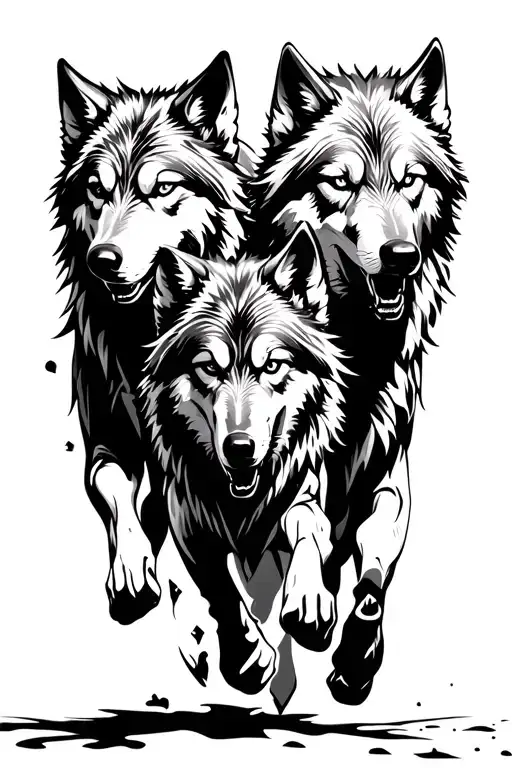 3 Wolves Running