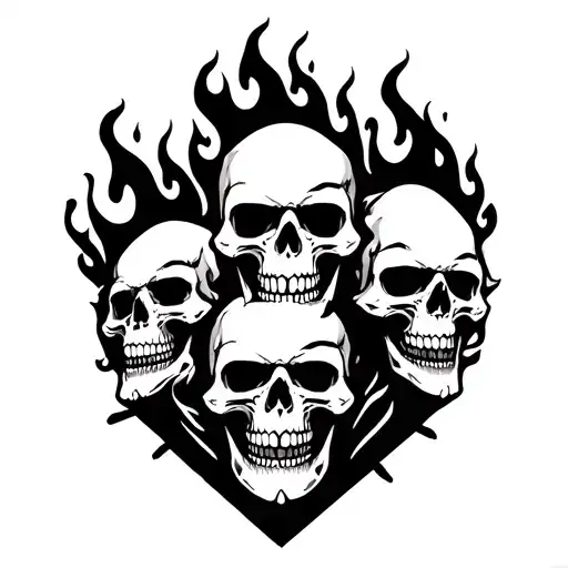 3 Fire Skulls Surrounded My Music