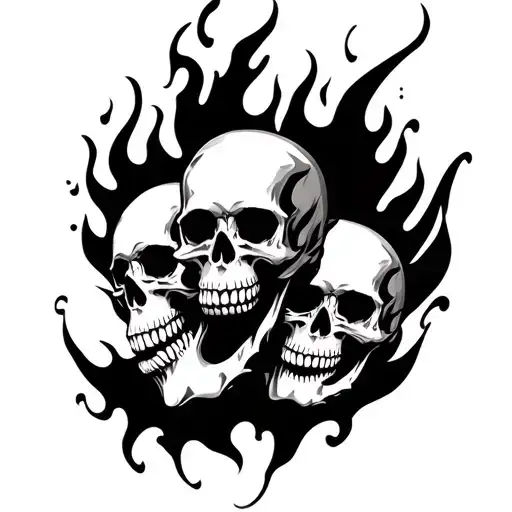 3 Fire Skulls Surrounded My Music