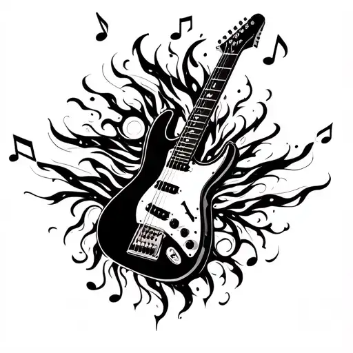 Finder Statocaster With Flamong Music Notes Floating