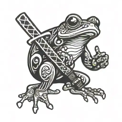 The Frog Holds A Katana In A Forest