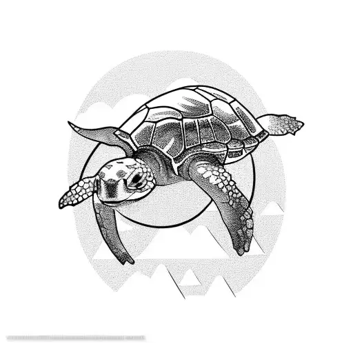 A Turtle Carrying Snow-capped Mountains On It's Shell
