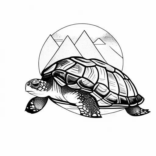 A Turtle Carrying Snow-capped Mountains On It's Back