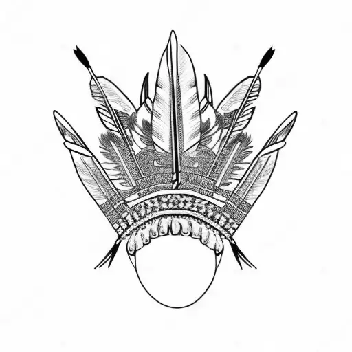 Indigenous Feather Crown Held With Two Female Hands Facing Inward Holding Dangling Jewelry