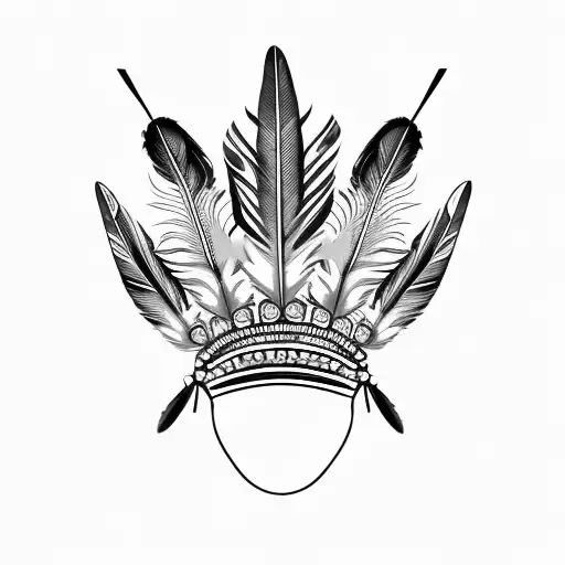 Indigenous Feather Crown Held With Two Female Hands Facing Inward Holding Dangling Jewelry