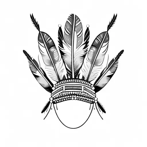 Indigenous Feather Crown Held With Two Female Hands Facing Inward Holding Dangling Jewelry