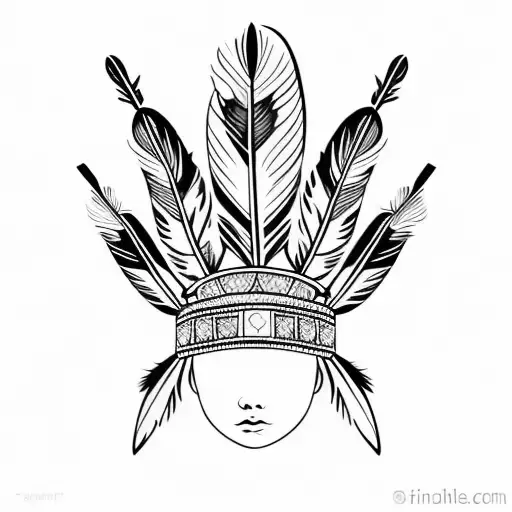 Indigenous Feather Crown Held With Two Female Hands Facing Inward Holding Dangling Jewelry