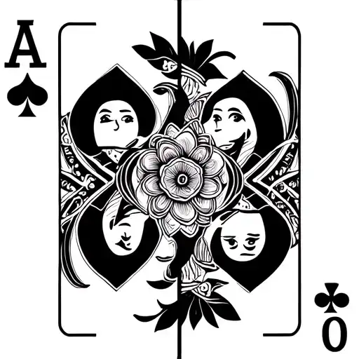 Traditional Style Playing Card Jack And Queen Split With A Flower