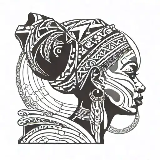 Nubian Queen Side Profile Traditional Lady Head Profile Holding A Book