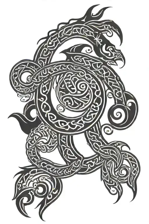 Aquarius Zodiac Sign Celtic Sign In Polynesian Style
