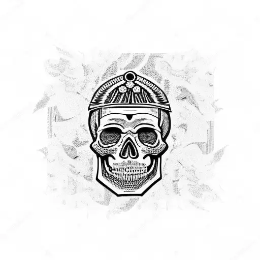 Skull With Laurel Wreath And Greek Mosaic