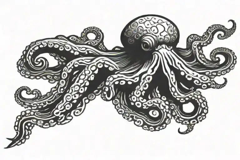 Octopus Wrapped On Hand And Fingers