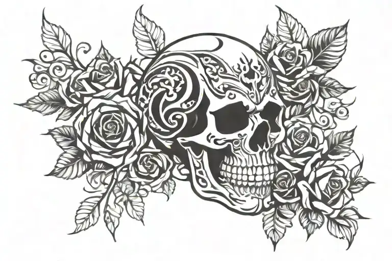 Skull And Roses Wrapped