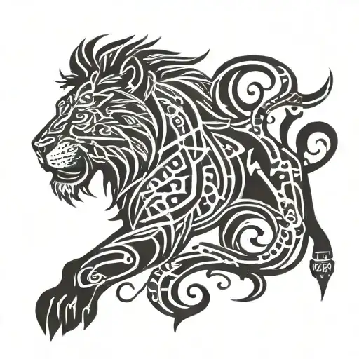 With Lion Surrounded