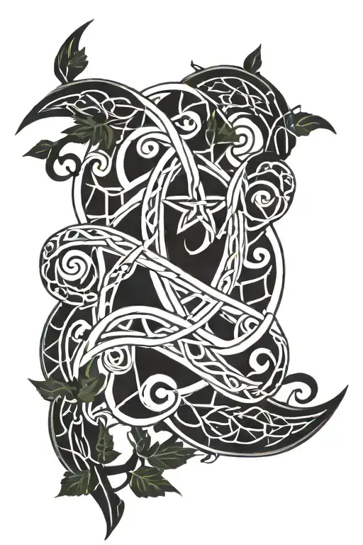 Celtic Knots With Pentagram And Ivy Vines