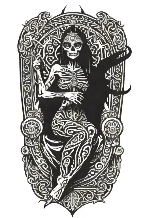 Holy Death Sitting On Her Throne