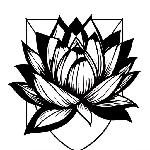 Black Lotus Flower With Geo Triangles