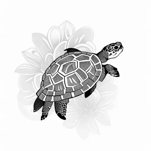 Turtle In Flowers