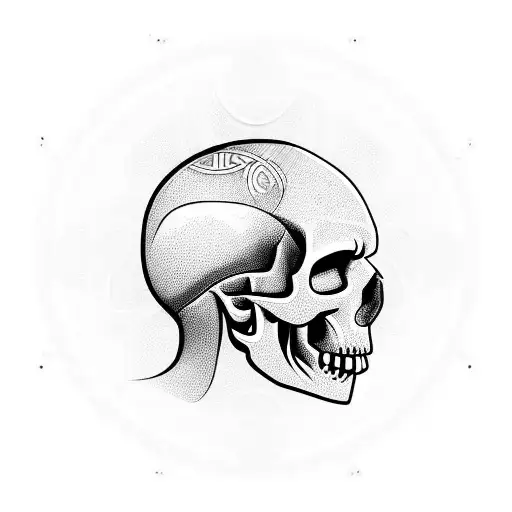 Mammooth Head Skull With Viking Direction Circle