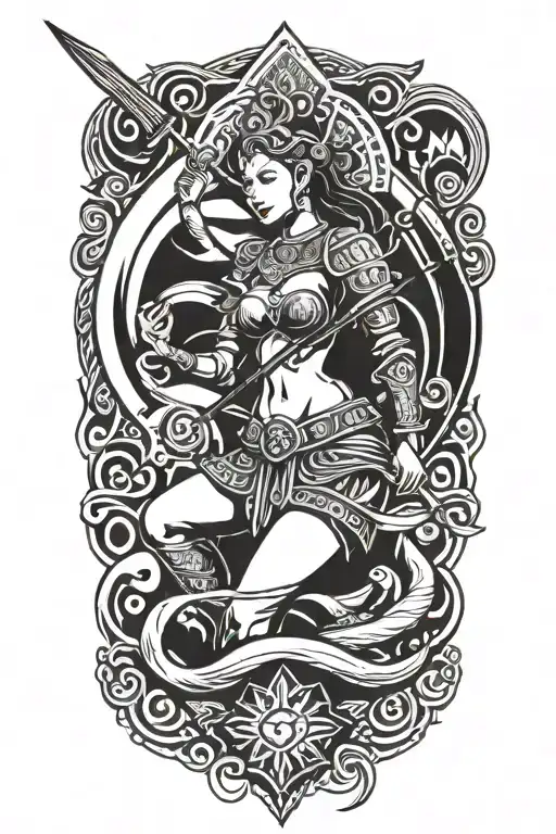 Thai Goddess Warrior Incorporate Sail Boat In The Background