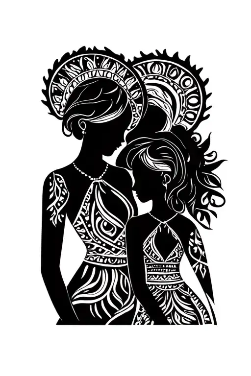 Mom And Daughter Tattoo Design
