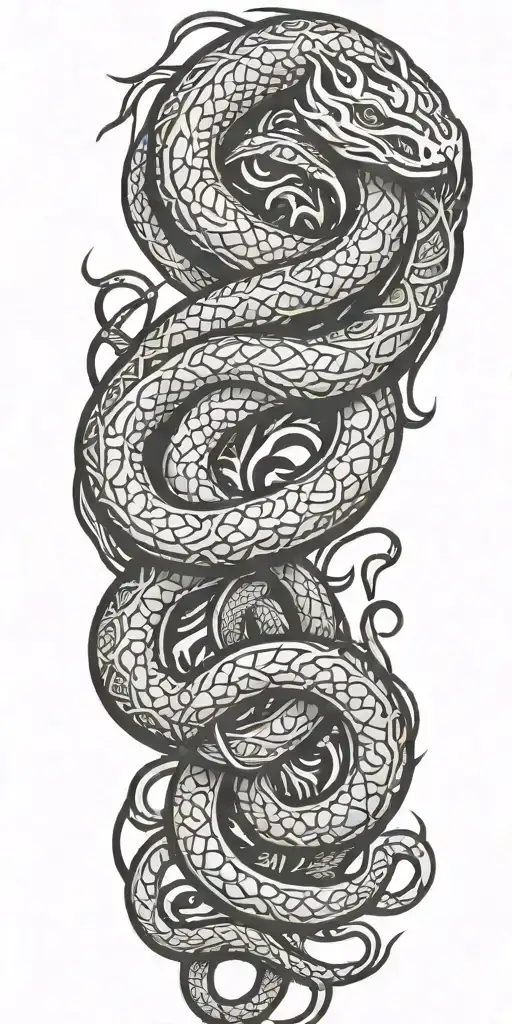 Snake Wrapped Around Viking Symbols