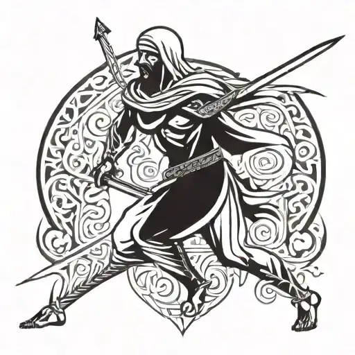 Arabian Warrior Wielding A Sword