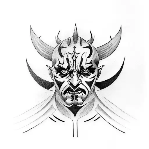 A Tattoo Design Combining Elements Of Darth Maul Tribal And Gothic
