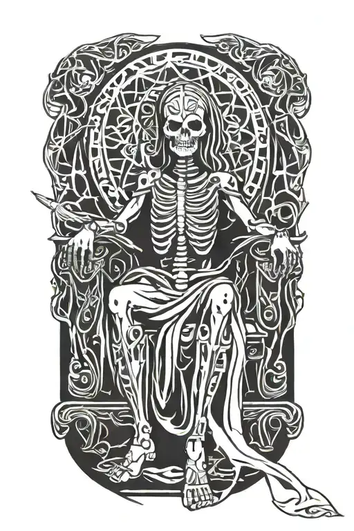 Holy Death Sitting On Her Throne