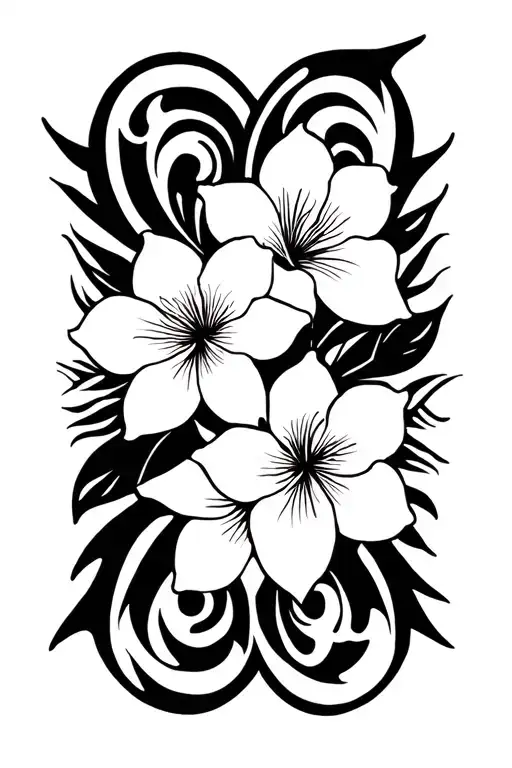 I Need A Strip Style Tattoo With Tribal And In The Center A Jasmine Flower