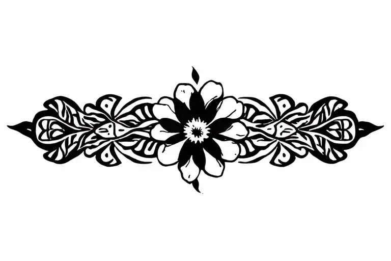 I Need A Strip Style Tattoo With Tribal And In The Center A Jasmine Flower