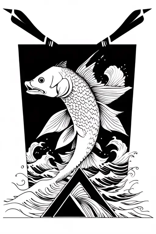 Carp Koi And Waves And Triangle