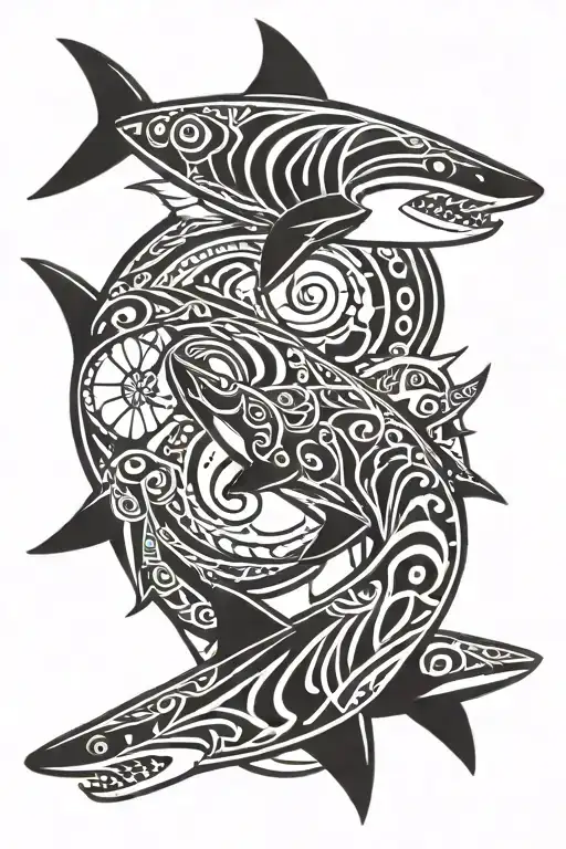 Tribal Hawaiian Shark Swimming
