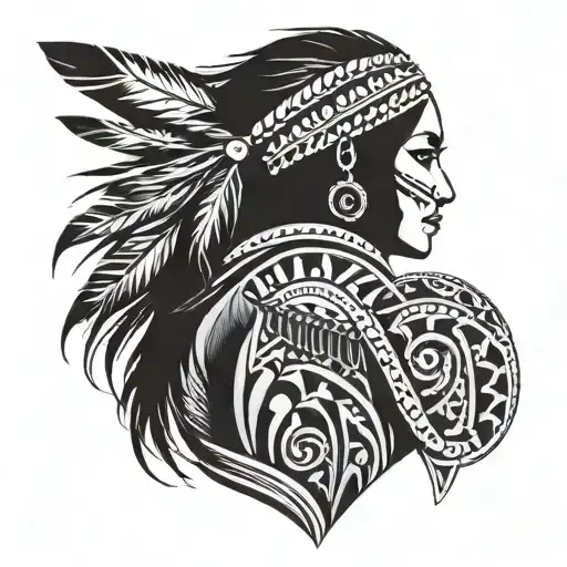 Native American Woman Looking Back Over Her Shoulder