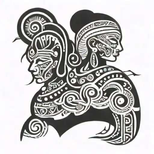 Mother Aya Facing Right With Shaman Design Incorporating