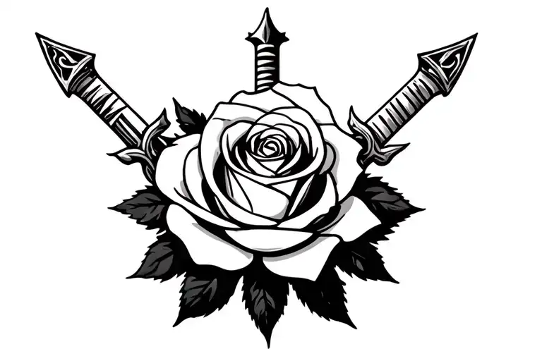 Roman Numerals Surrounded By Rose With A Sword