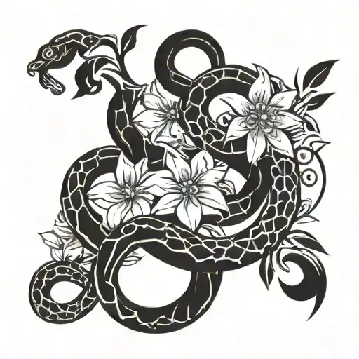 Snake And Flowers