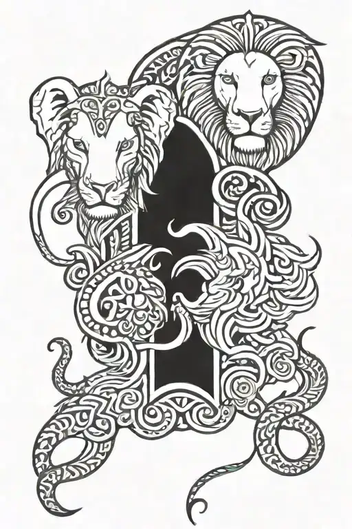 Elephant And Lion Head