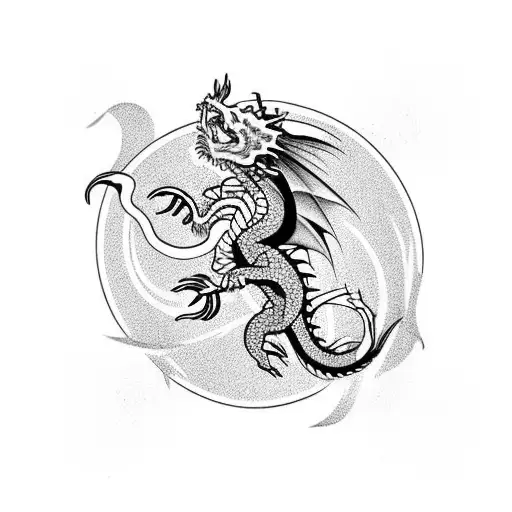 Dragon Carp Win Yang In An Enso