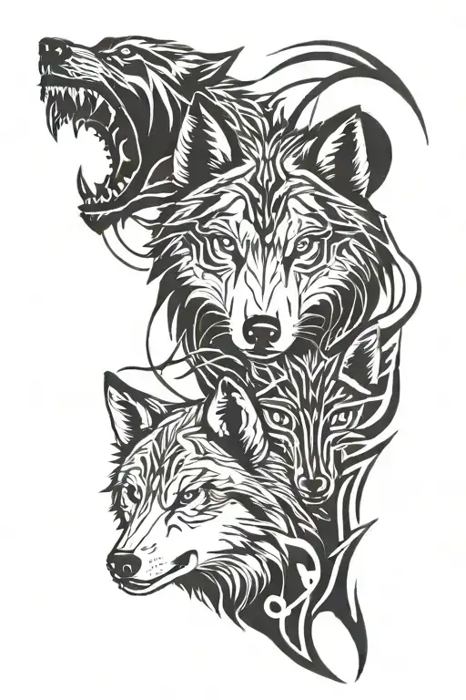 Wolf And Wolf Cub
