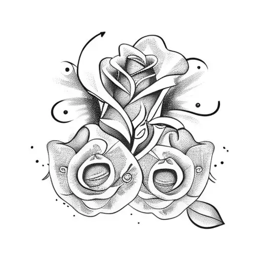 Filipino Tribal Tattoo With Rose And Poppy Flower For Hip