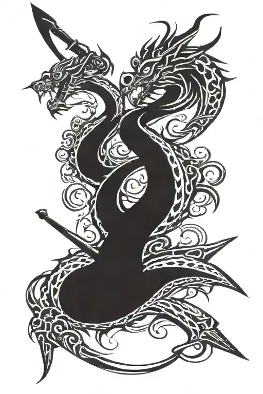 Dragon Wrapped Around A Sword
