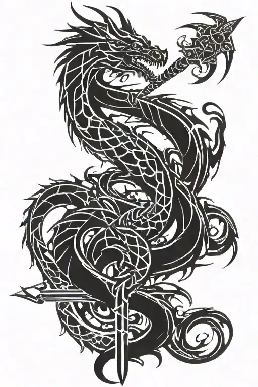 Dragon Wrapped Around A Sword