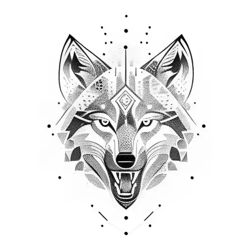 Nordic Wolf Head For Left Chest