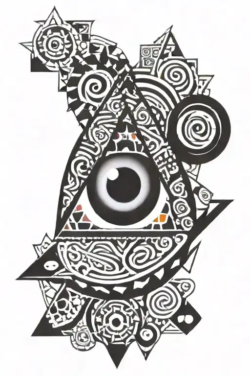 Black Geometric And Rainbow Eye Surrounded