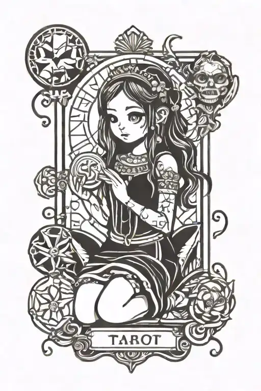 Chibi Tarot Card With Cute Girl