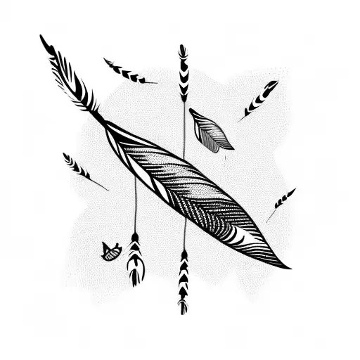 Feather With Birds Flying Away