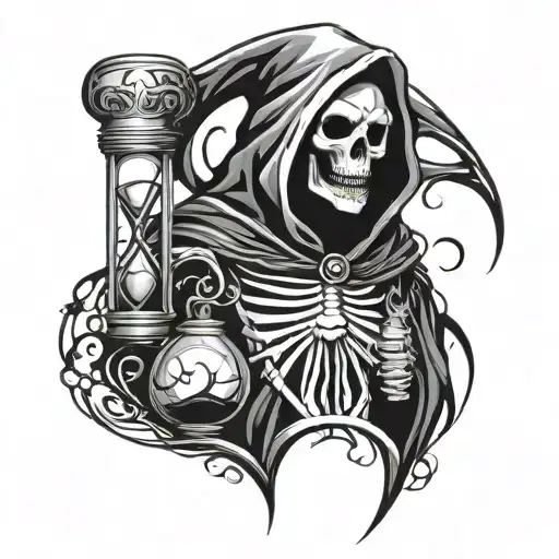 Grim Reaper And Running Hourglass